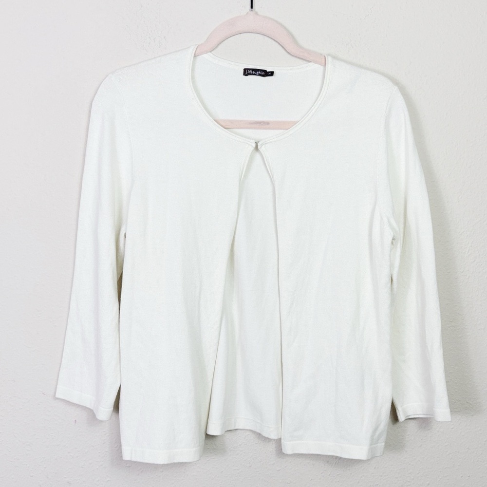 J. McLaughlin Cotton Blend White Cardigan size Medium
